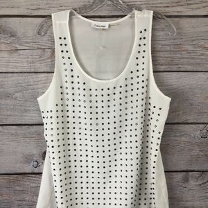 Calvin Klein White Bling Front Tank NWOT Women's S